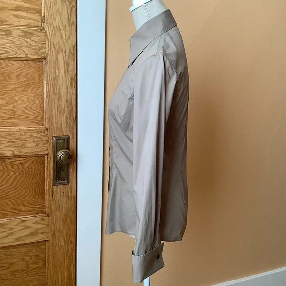 HAWES & CURTIS Taupe Fitted Hipster Shirt Size 40 - Picture 4 of 15